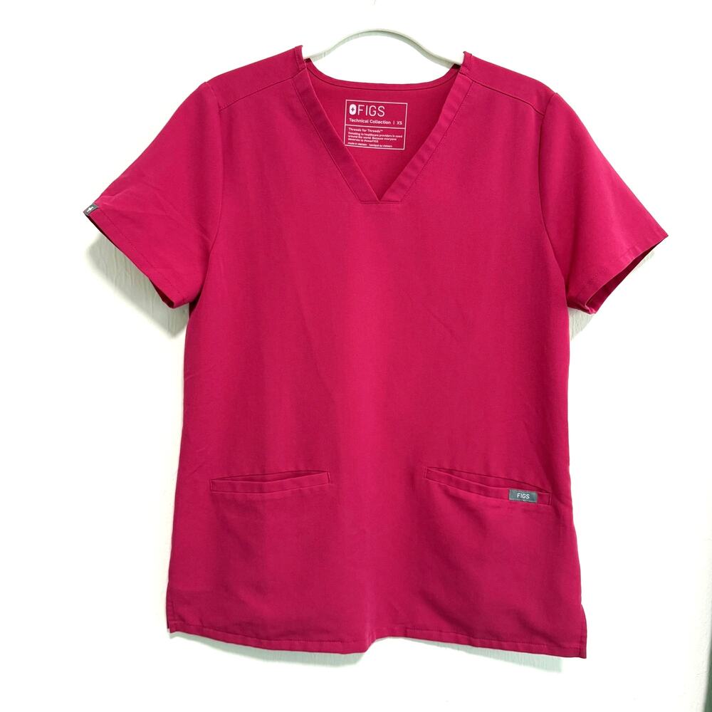 Figs Womens Casma Scrub Top XS Ultra Rose Pink Medical Nursing 3 Pocket